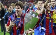 Barcelona celebrate their 2014-15 Champions League title